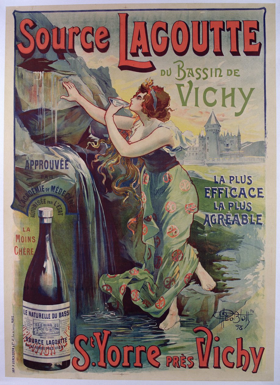 إعلان ملصق "Source Lagoutte du bassin de Vichy" ، مياه معدنية طبيعية بواسطة جورج بلوت