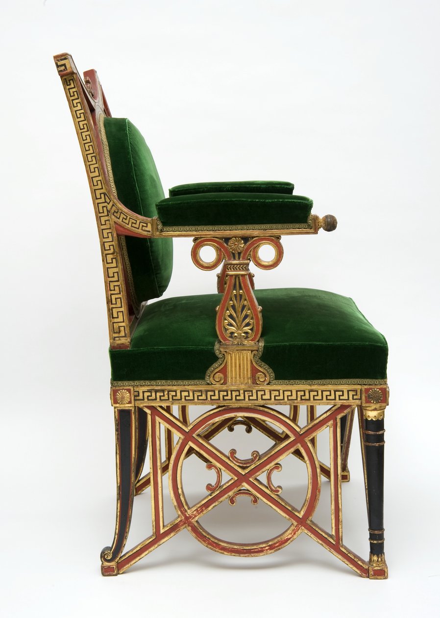 Fauteuil ، c.1785-90 (الخشب اللين مع التذهيب والمخمل الأخضر) بواسطة جورج يعقوب