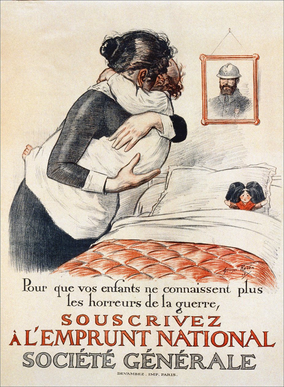 لمنع أطفالك من مواجهة أهوال الحرب ، اشترك في القرض الوطني Societe Generale - ملصق ، 1917 بواسطة جورج ريدون