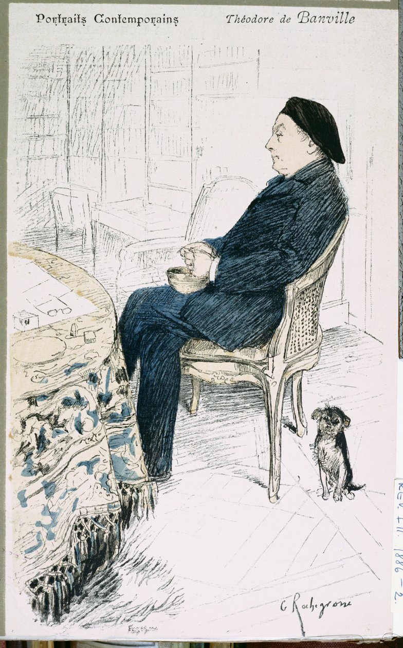 ثيودور دي بانفيل (1823-1891) ، من &39;La Revue Illustree ، 1886 (نقش الألوان) بواسطة جورج ماري روشجروس