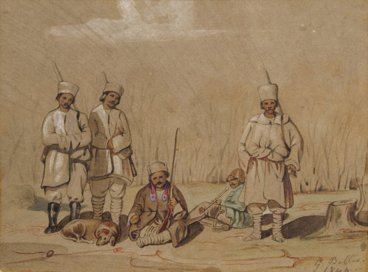 استرخاء الجنود ، 1844 (مرحاض وجواش على ورق) بواسطة جورج دي بيليو