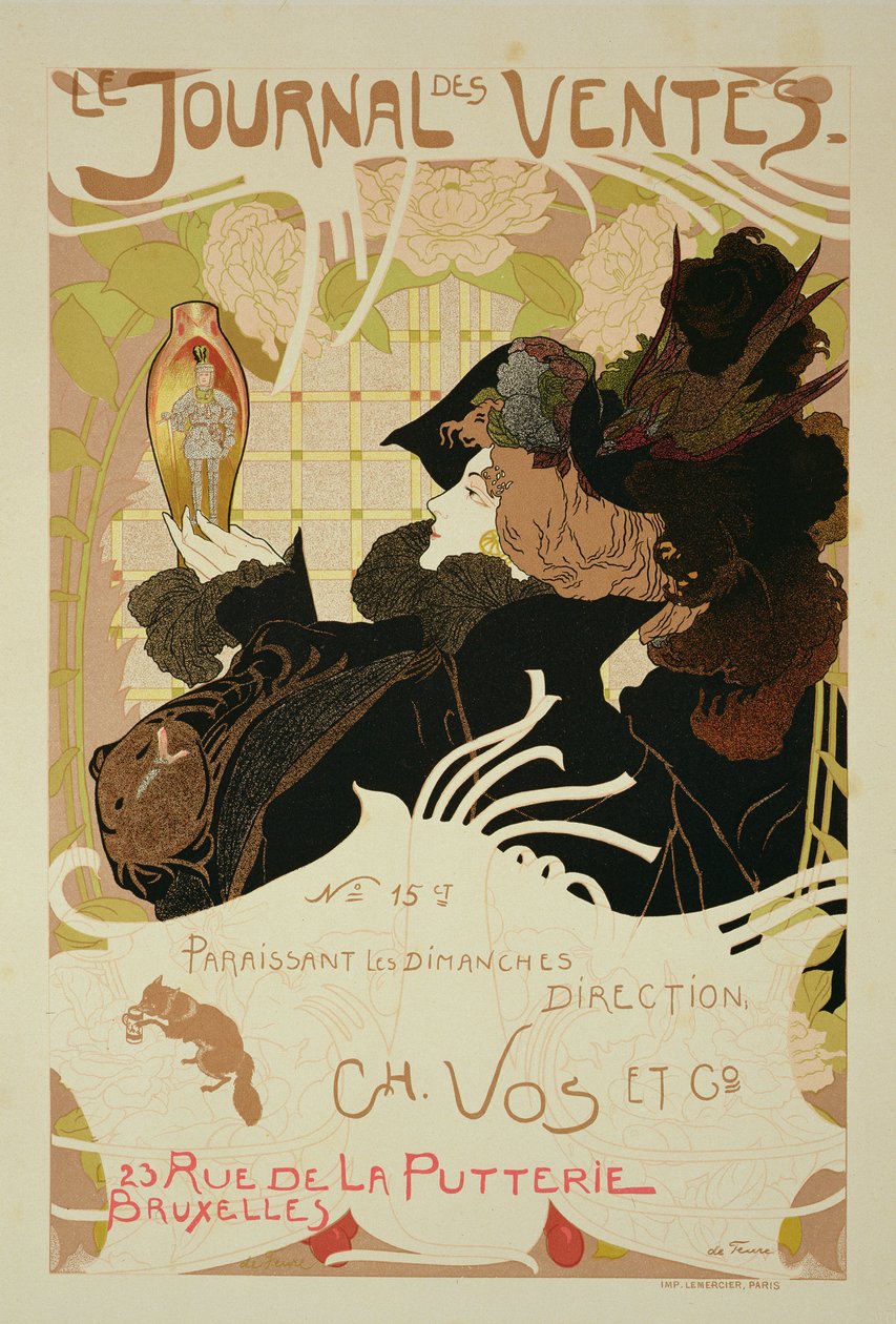 استنساخ ملصق إعلاني "Le Journal des Ventes" ، 1897 بواسطة جورج دي فيور