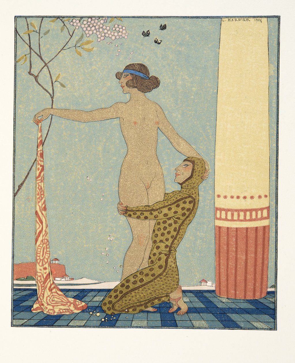 بيليتس ، رسم توضيحي من Les Chansons de Bilitis ، بقلم بيير لويز ، حانة. 1922 (طباعة استنسل) بواسطة جورج حلاق
