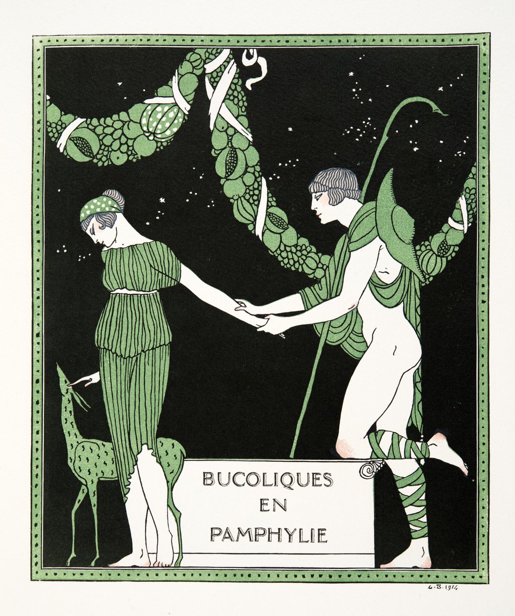 Bucoloques en Pamphylie ، رسم توضيحي من Les Chansons de Bilitis ، بقلم بيير لويز ، حانة. 1922 (طباعة استنسل) بواسطة جورج حلاق