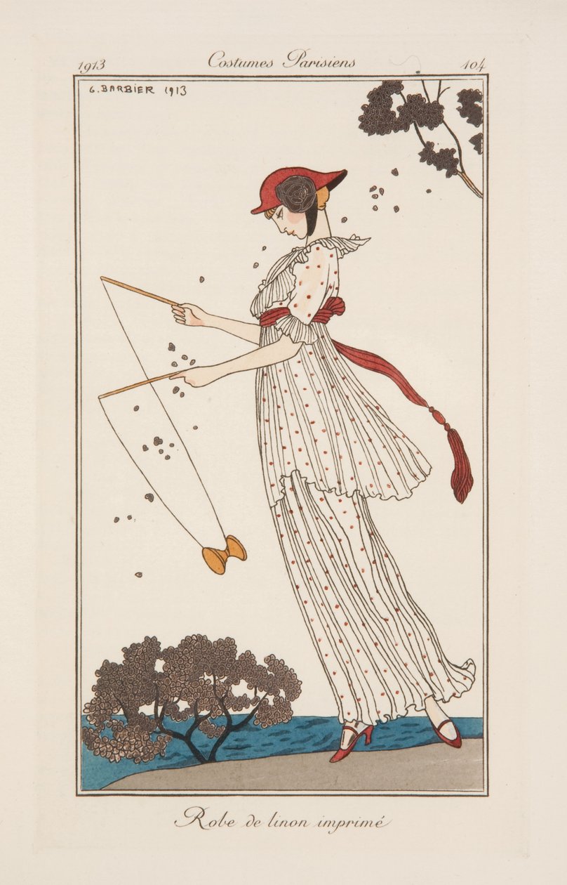 فستان من الكتان المطبوع ، رسم توضيحي من "Journal des Dames et des Modes" بواسطة جورج حلاق