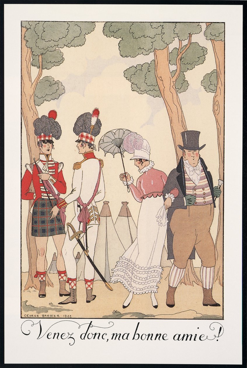 Falbalas and Fanfreluches ، Almanac لعام 1923 ، تعال إذن ، يا صديقي العزيز ، بقلم جورج باربييه ، طباعة بواسطة جورج حلاق