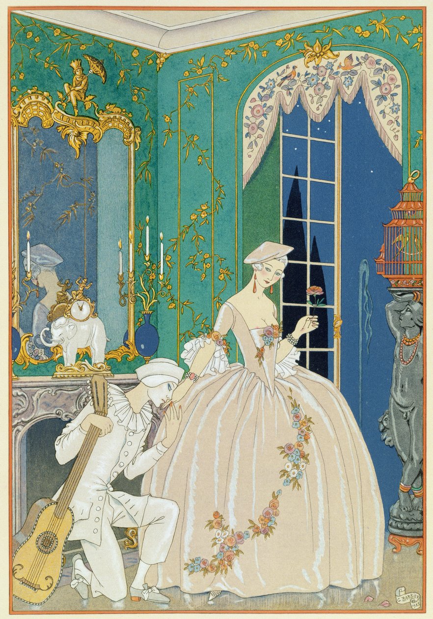 رسم توضيحي لـ "Fetes Galantes" بقلم بول فيرلين (1844-96) 1923 (طباعة استنسل) بواسطة جورج حلاق
