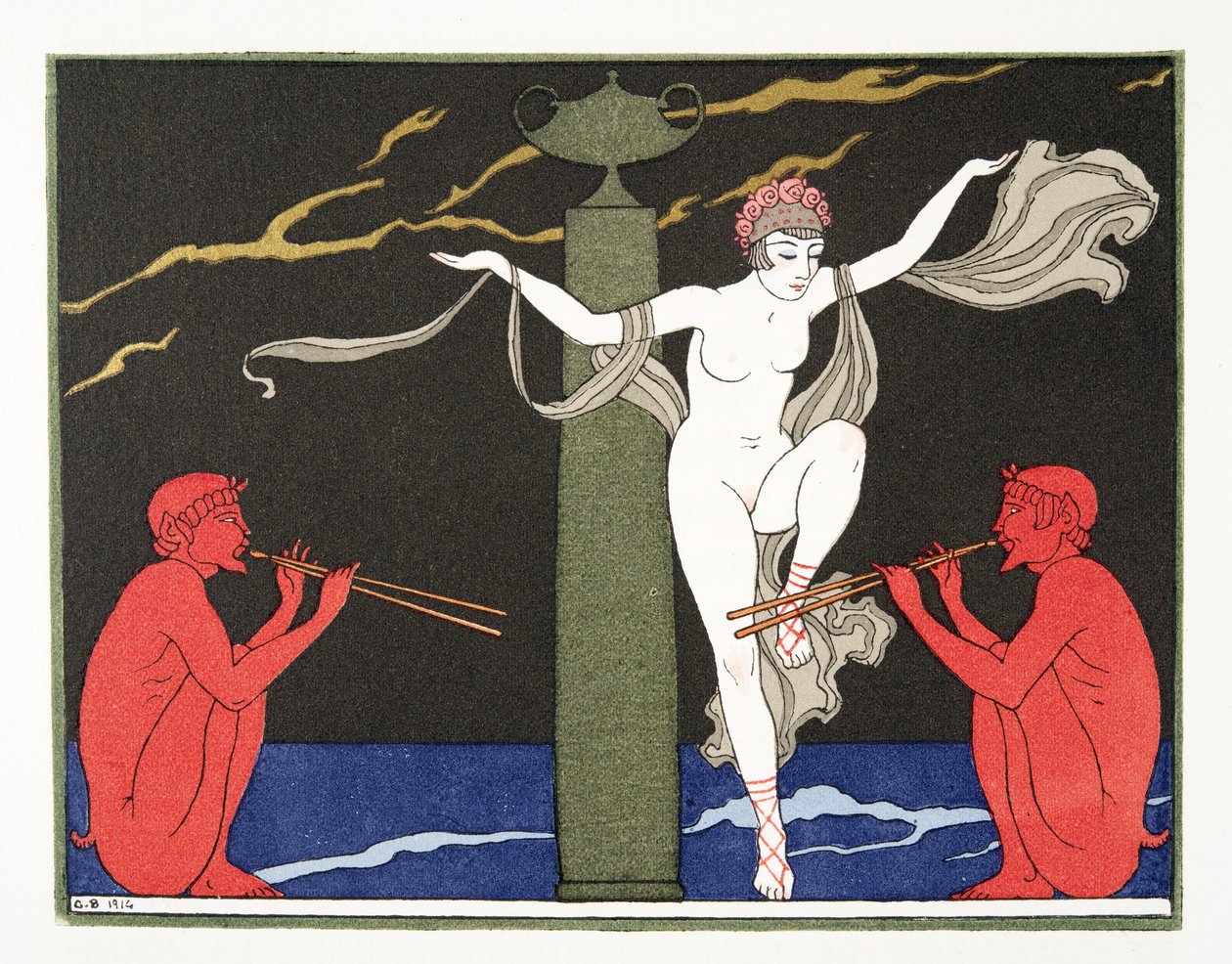 رسم توضيحي من Les Chansons de Bilitis ، بقلم بيير لويز ، حانة. 1922 (طباعة استنسل) بواسطة جورج حلاق