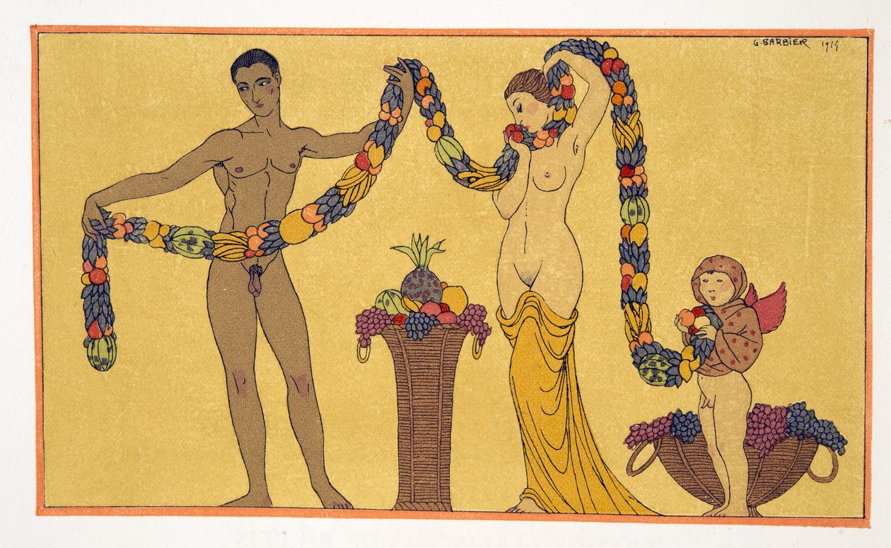 رسم توضيحي من Les Chansons de Bilitis ، بقلم بيير لويز ، حانة. 1922 (طباعة استنسل) بواسطة جورج حلاق