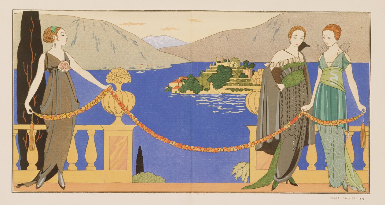 Isola Bella ، فساتين السهرة من تصميم Redfern ، اللوحة 57 من "Gazette du Bon Ton" ، يونيو 1914 (طباعة pochoir) بواسطة جورج حلاق