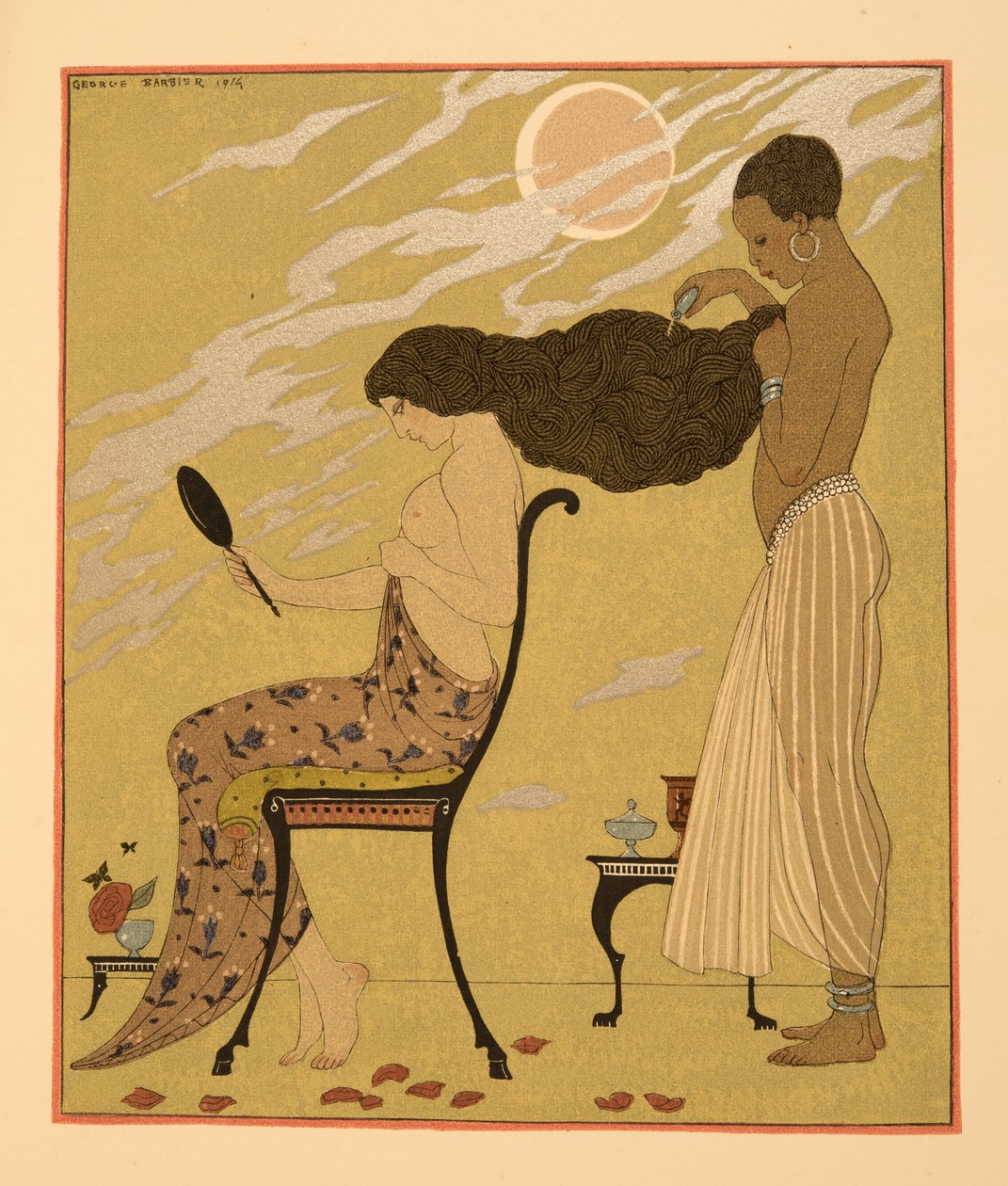 أغني جسدي وحياتي ، رسم توضيحي من Les Chansons de Bilitis ، بقلم بيير لويز ، حانة. 1922 (طباعة استنسل) بواسطة جورج حلاق