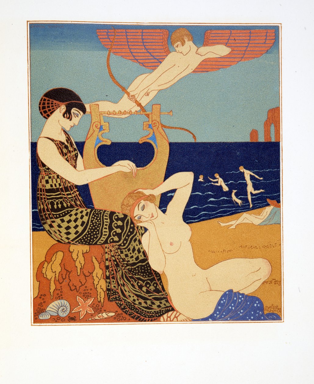 الخاتم الرمزي ، رسم توضيحي من Les Chansons de Bilitis ، بقلم بيير لويز ، حانة. 1922 (طباعة استنسل) بواسطة جورج حلاق
