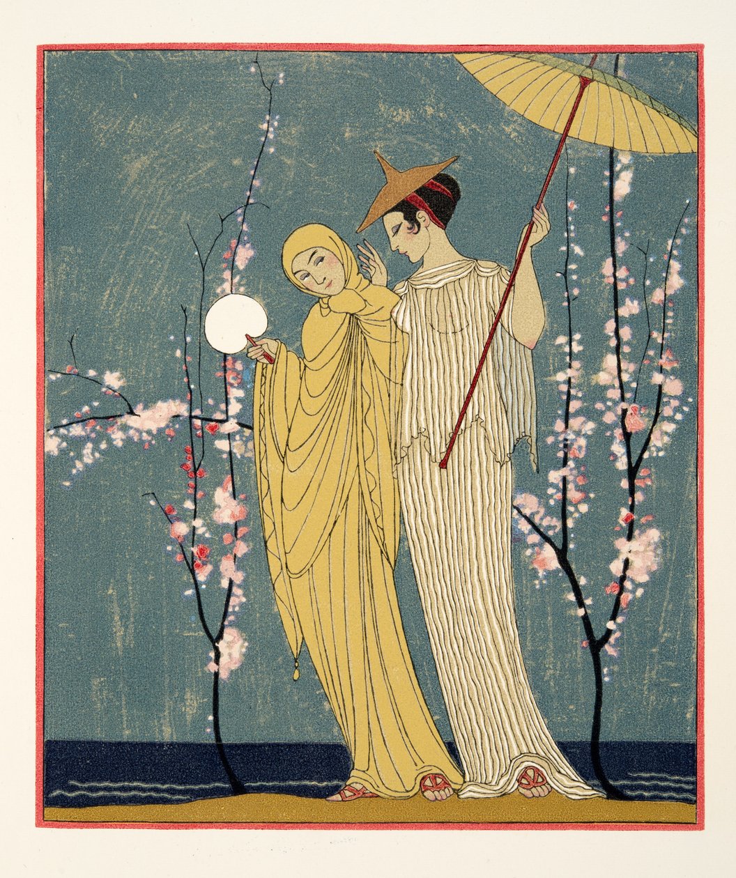 الاجتماع ، رسم توضيحي من Les Chansons de Bilitis ، بقلم بيير لويز ، حانة. 1922 (طباعة استنسل) بواسطة جورج حلاق
