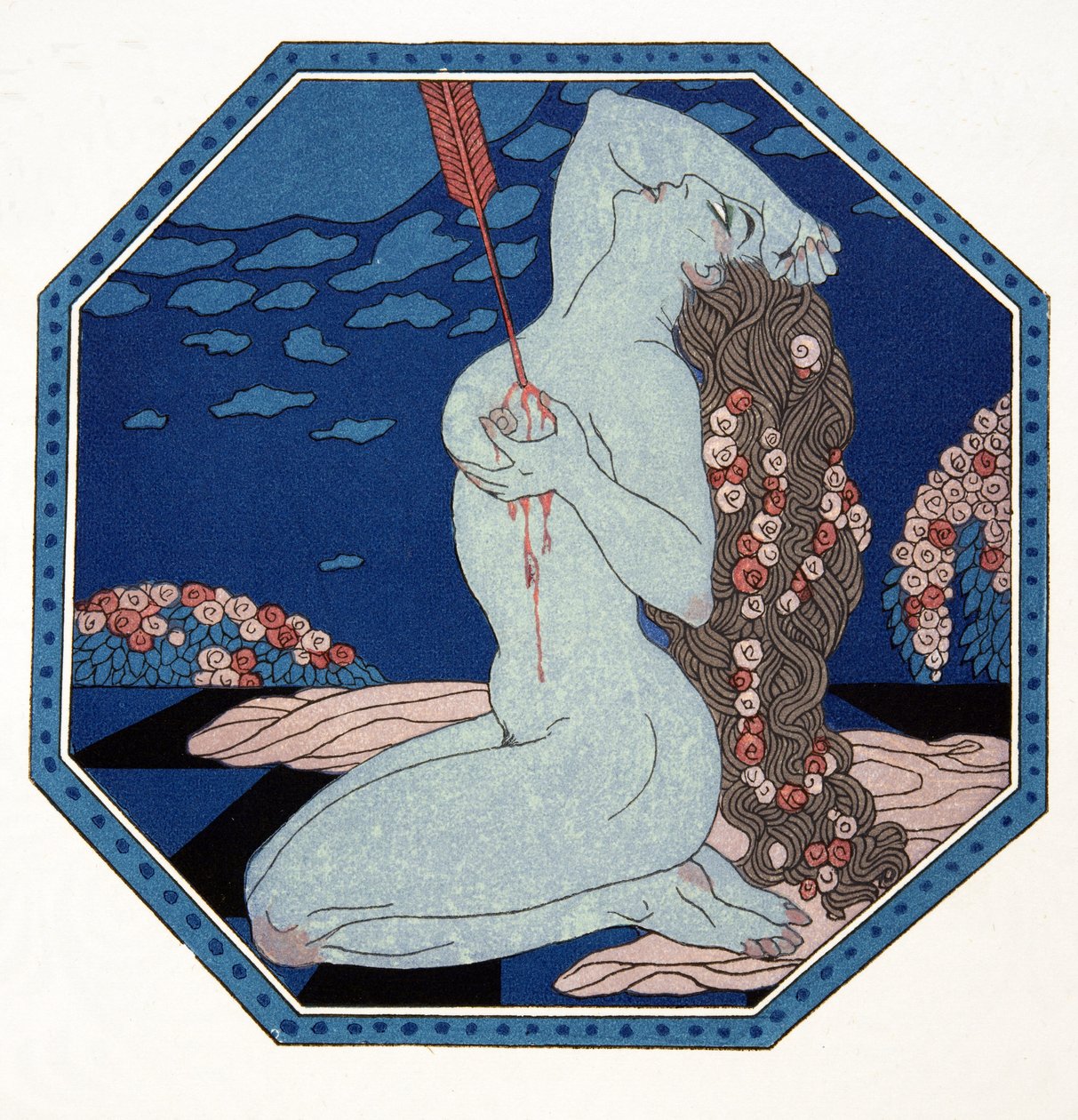 Le Deramantnier ، رسم توضيحي من Les Chansons de Bilitis ، بواسطة Pierre Louys ، حانة. 1922 (طباعة استنسل) بواسطة جورج حلاق