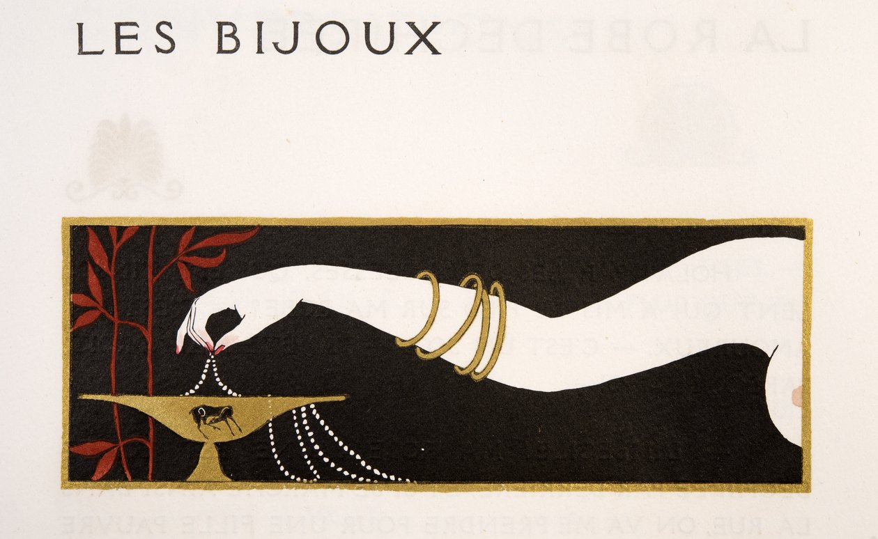 جواهر ، رسم توضيحي من Les Chansons de Bilitis ، بقلم بيير لويز ، حانة. 1922 (طباعة استنسل) بواسطة جورج حلاق