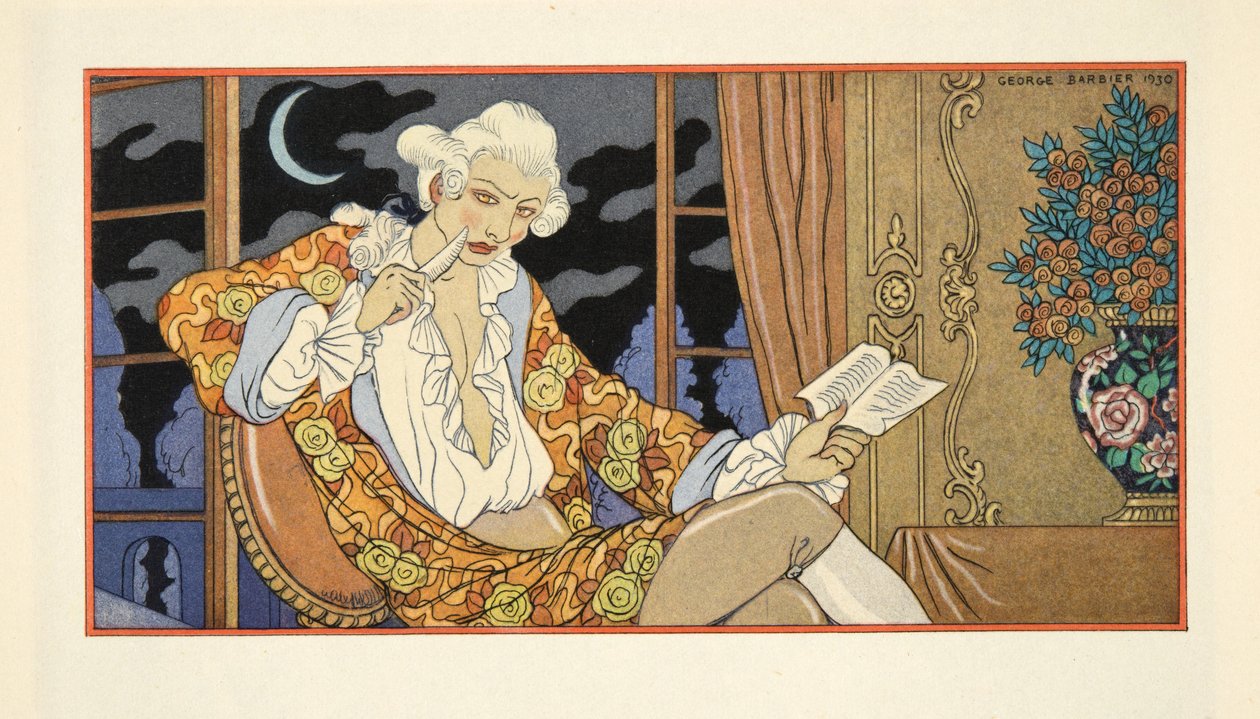 الرسالة الثامن والثلاثون، من سيسيل فولانج إلى فيكونت دي فالمونت، من "Les Liaisons Dangereuses" بقلم بيير تشودليرلوس دي لاكلوس (1741-1803)، الحانة. 1934 (طباعة الاستنسل) بواسطة جورج حلاق