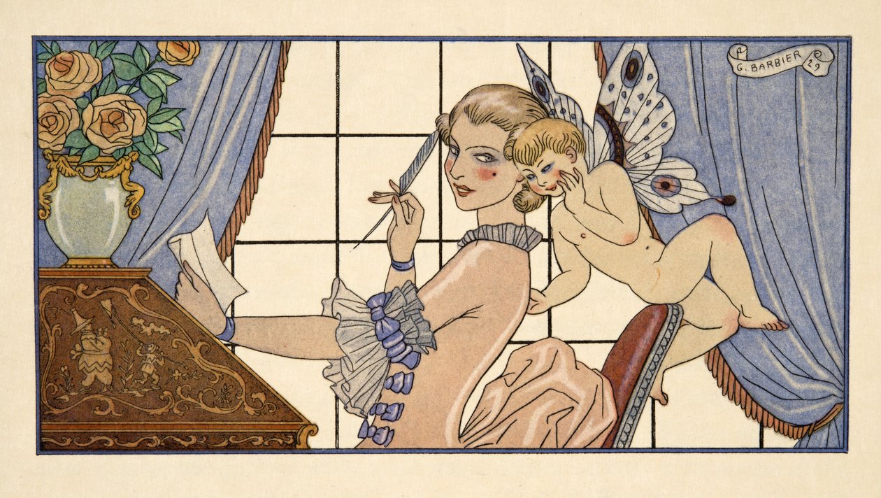 الرسالة الأولى ، من "Les Liaisons Dangereuses" بقلم بيير تشودرلوس دي لاكلوس (1741-1803) ، حانة. 1934 (طباعة استنسل) بواسطة جورج حلاق