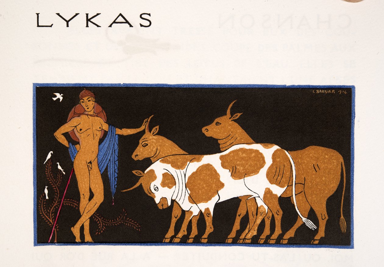 Lykas ، رسم توضيحي من Les Chansons de Bilitis ، بقلم بيير لويز ، حانة. 1922 (طباعة استنسل) بواسطة جورج حلاق