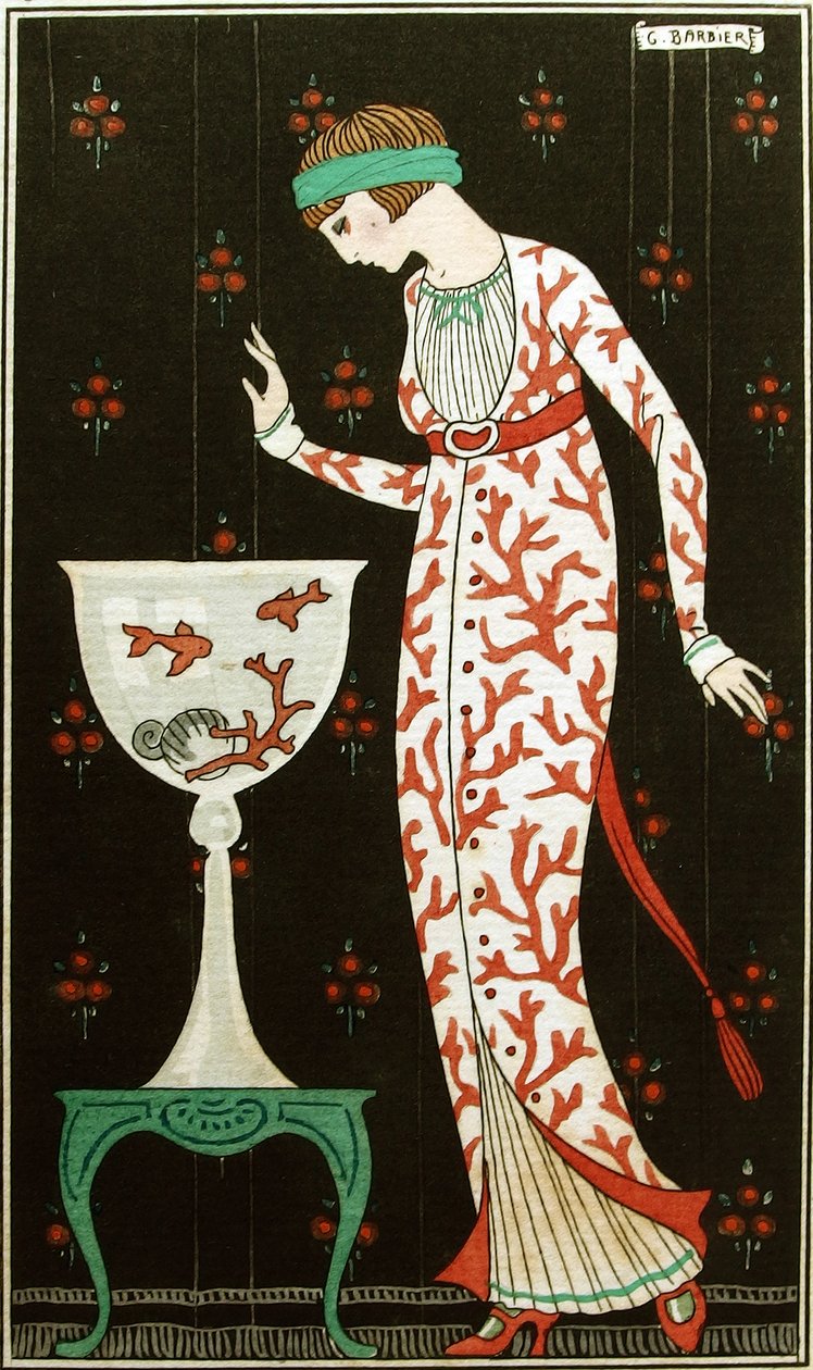 "Brochee Silk Indoor Dress" 1913 (استنسل) بواسطة جورج حلاق