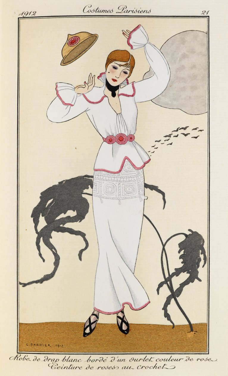 رداء de drap blanc bordé d
