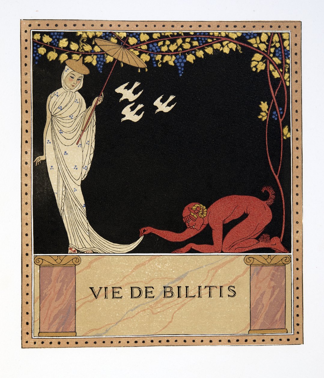 حياة Bilitis ، رسم توضيحي من Les Chansons de Bilitis ، بقلم بيير لويز ، حانة. 1922 (طباعة استنسل) بواسطة جورج حلاق