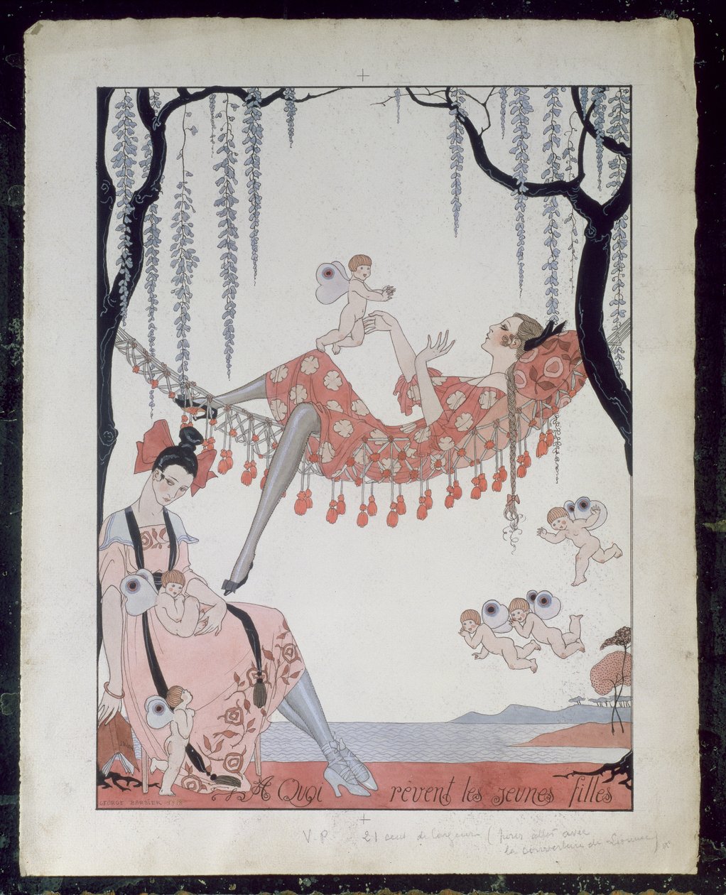 بماذا تحلم الشابات؟ 1918 (قلم وحبر وألوان مائية على ورق) بواسطة جورج حلاق