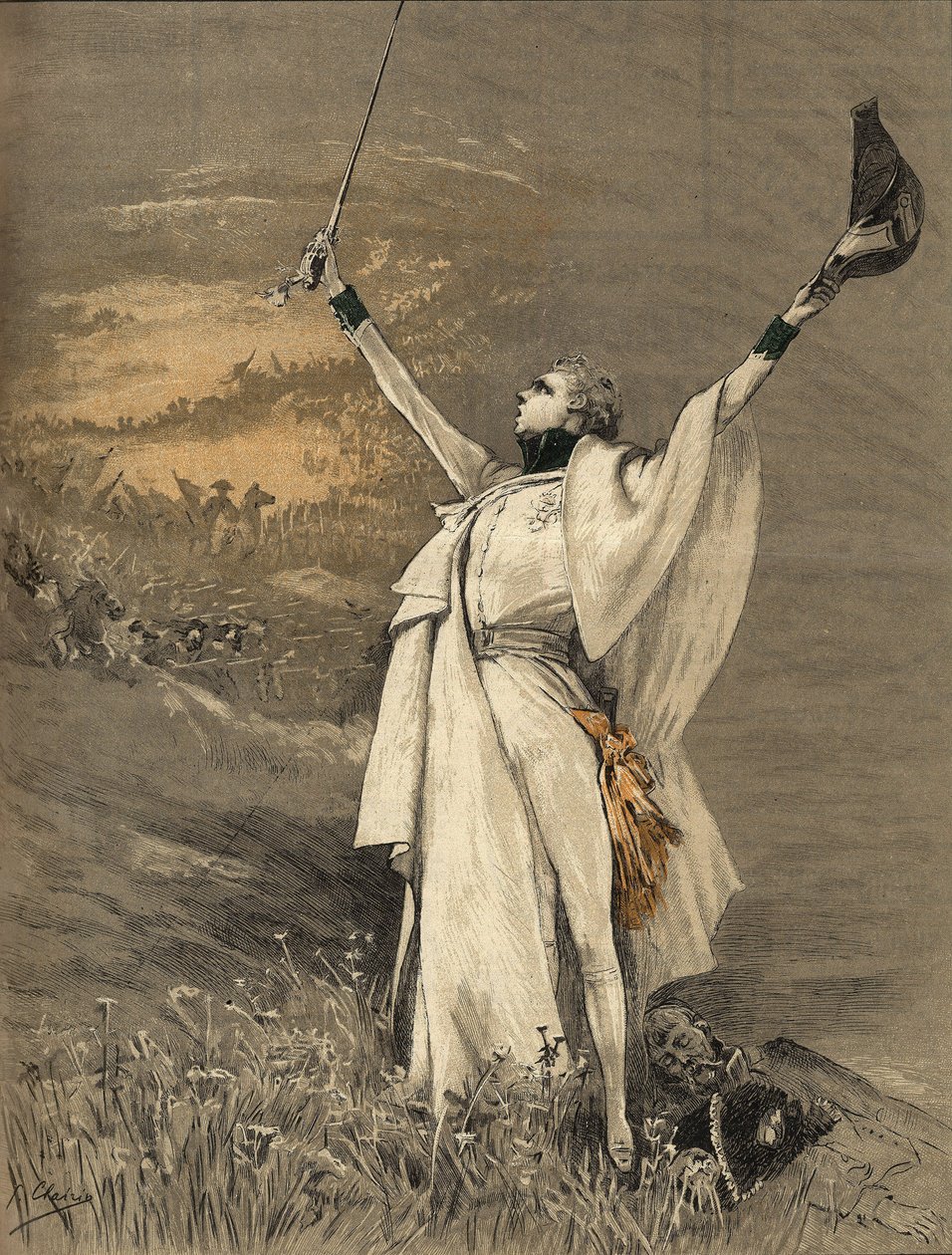 دعت الممثلة هنرييت روزين برنارد سارة برنارد (1844-1923) في دور دوق رايششتات (ابن الإمبراطور نابليون الأول (1769-1821) - "" الأيجلون "، نقش لجورج جول فيكتور كليرين (1843 - 1919) ) لعام 1900. بواسطة جورج كليرين