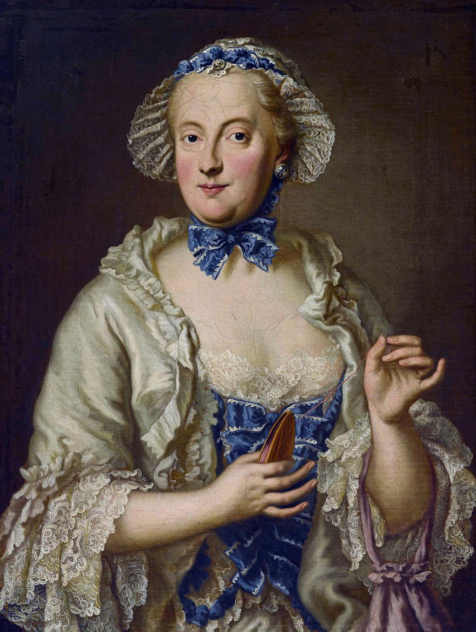 ماري آن دي ساكس - (ماري آن دي ساكس) - ماريا آنا صوفيا من ساكسونيا ، ناخبة بافاريا (1728-1797) مع بكرة - جورج ديسماريس (1697-1776). زيت على قماش - الأبعاد: 82x61،5 سم مجموعة خاصة بواسطة جورج ديسماريس