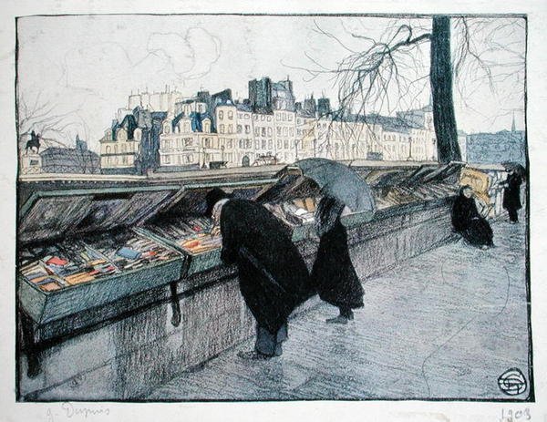 Bouquinistes على طول الضفة اليسرى لنهر السين بالقرب من Pont-Neuf ، باريس بواسطة جورج دوبوي