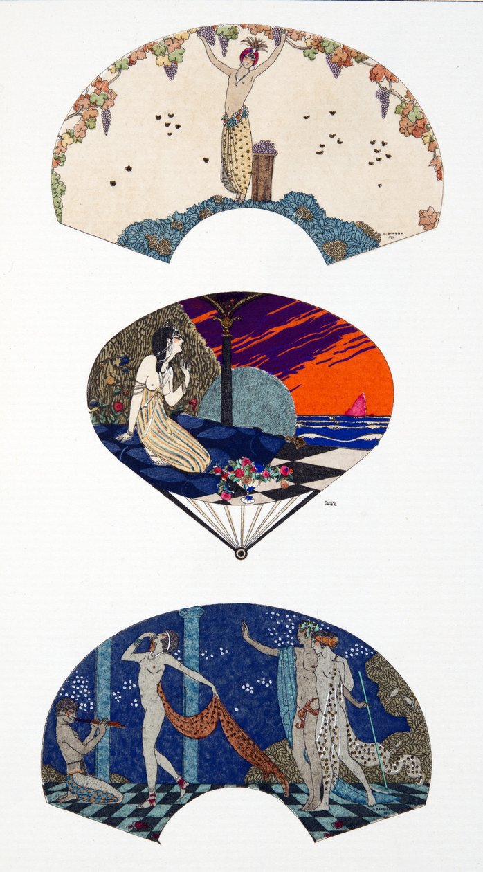 معجبون من Paquin ، بعد G. Barbier و Paul Iribe. اللوحة 42 ، من الأزياء الباريسية المنشورة في Journal des Dames et des Modes بواسطة جورج وإريبي بول باربييه