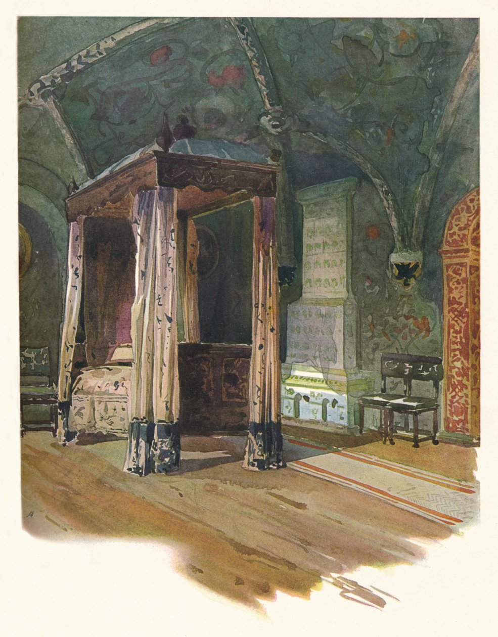غرفة نوم القيصر ألكسيس مايكلوفيتش ، في الكرملين ، موسكو ، c1900 ، 1905 بواسطة جورج كوسياكوف