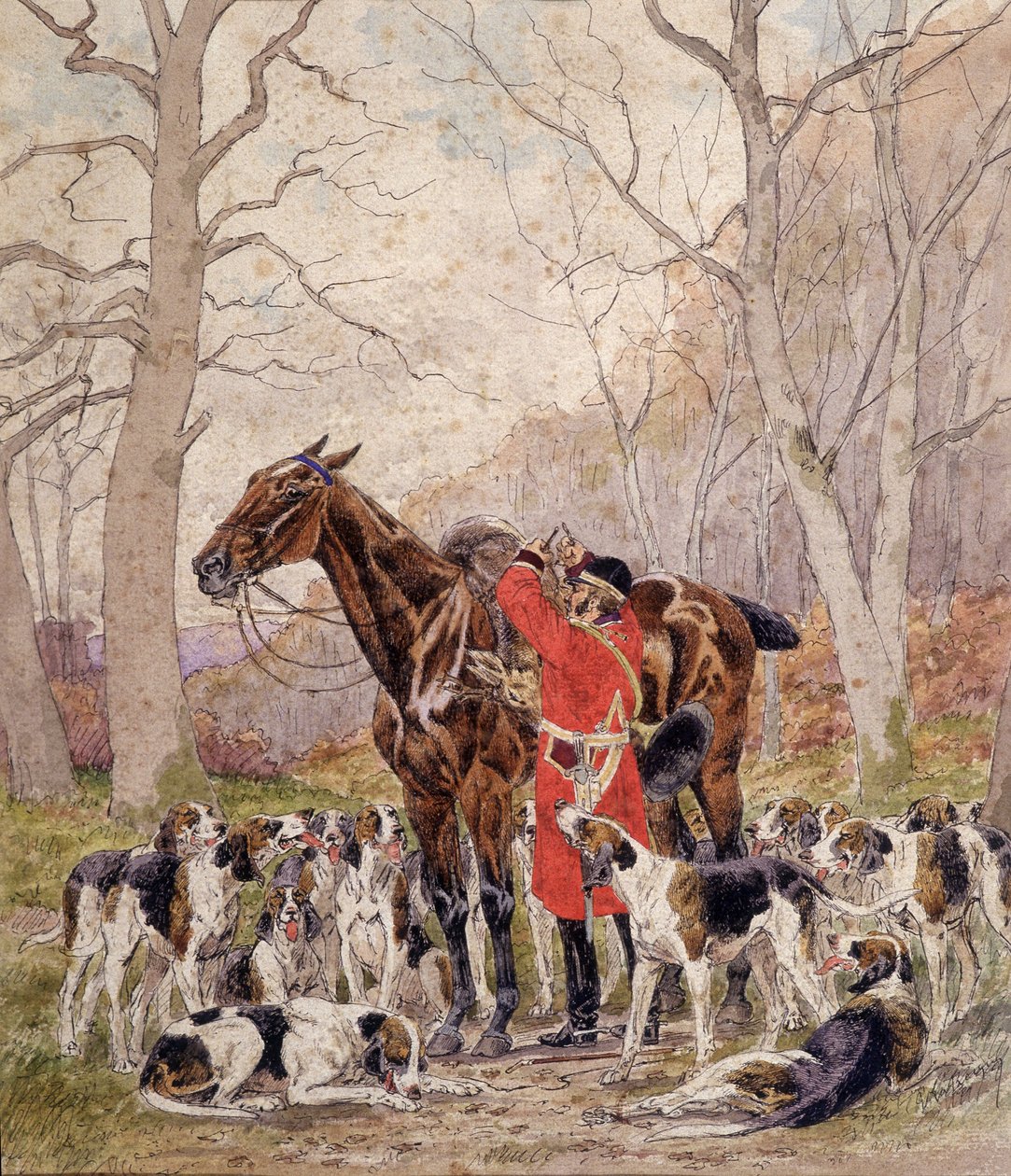 تحميل على حصان غزال قُتل أثناء مطاردة حصان - رسم لجورج لاروكي ، حوالي عام 1900 بواسطة جورج لاروكي