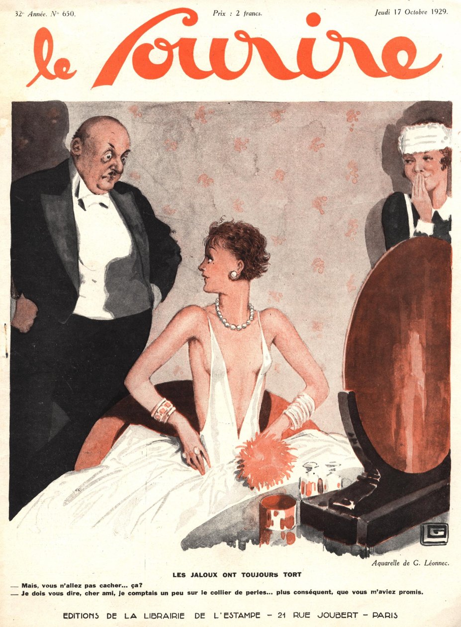 الغلاف الأمامي لـ "Le Sourire" ، أكتوبر 1929 (ليثو ملون) بواسطة جورج ليونيك