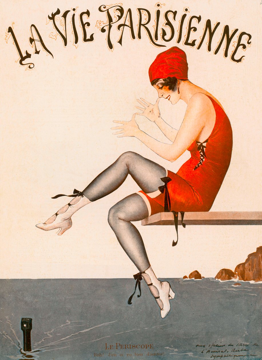 سباح على لوح غطس ، رسم توضيحي من "La Vie Parisienne" بواسطة جورج ليونيك