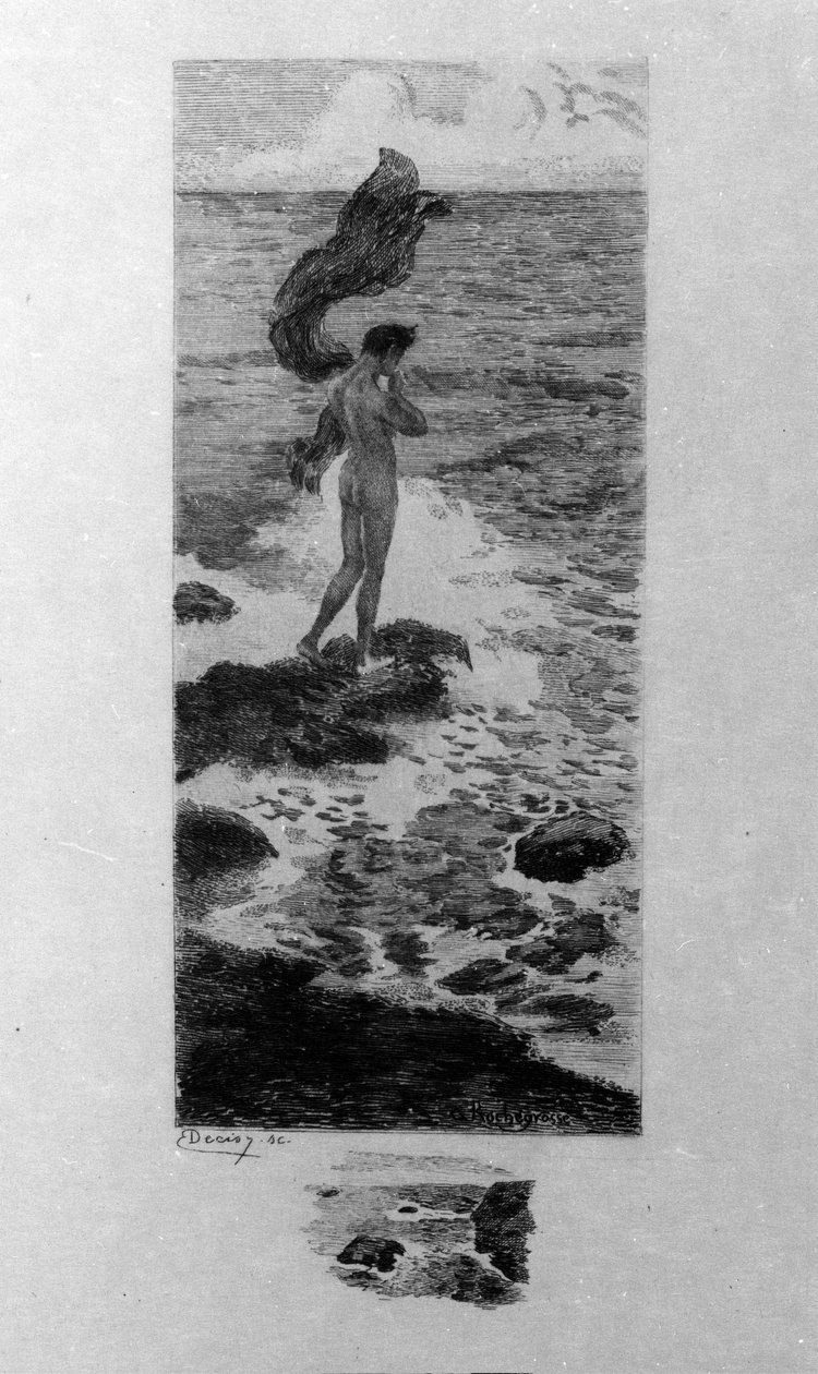رسم إيضاحي لجورج أنطوان روشغروس (1859-1938) لـ "الرجل في البحر" للشاعر تشارلز بودلير (1821-1867) في "زهور الشر" بواسطة جورج ماري روشجروس