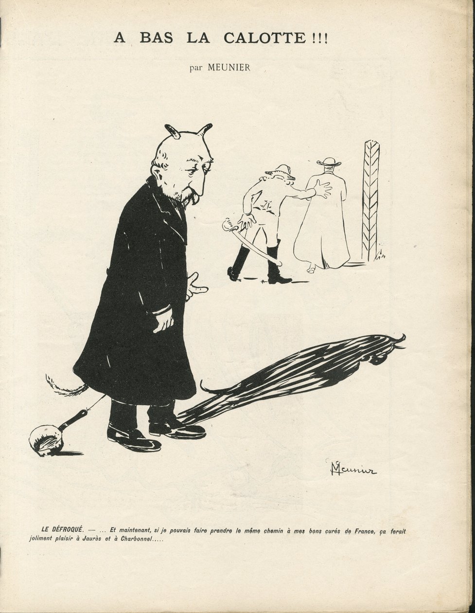 رسم توضيحي لجورج مونييه (1869-1934) في Le Panache ، مجلة royalist illustree ، 20/01/04 - الملكية ، الإيمان الديني - Combes Emile، Devil - Animalisation بواسطة جورج منيير