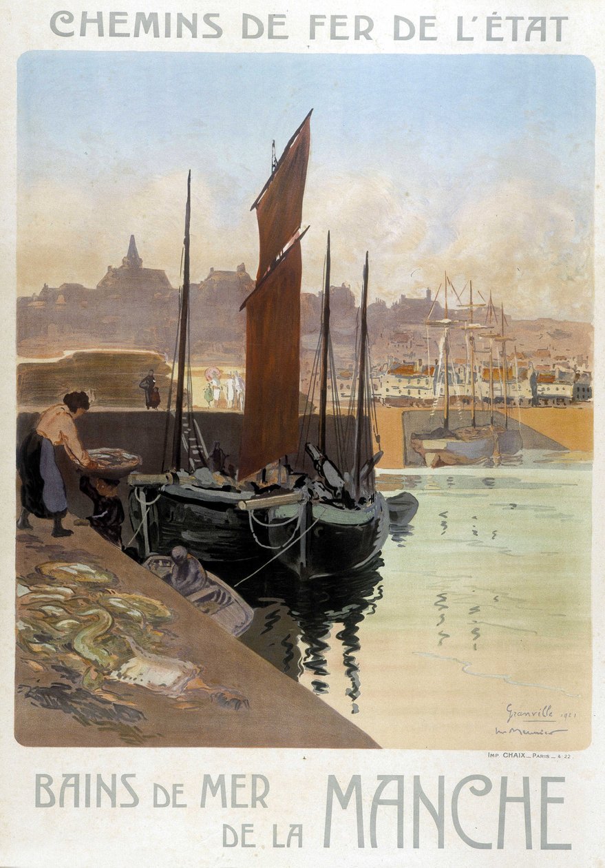 Les bains de mer de la Manche (منظر لميناء جرانفيل) - ملصق السكك الحديدية الحكومية ، بقلم مونييه بواسطة جورج منيير