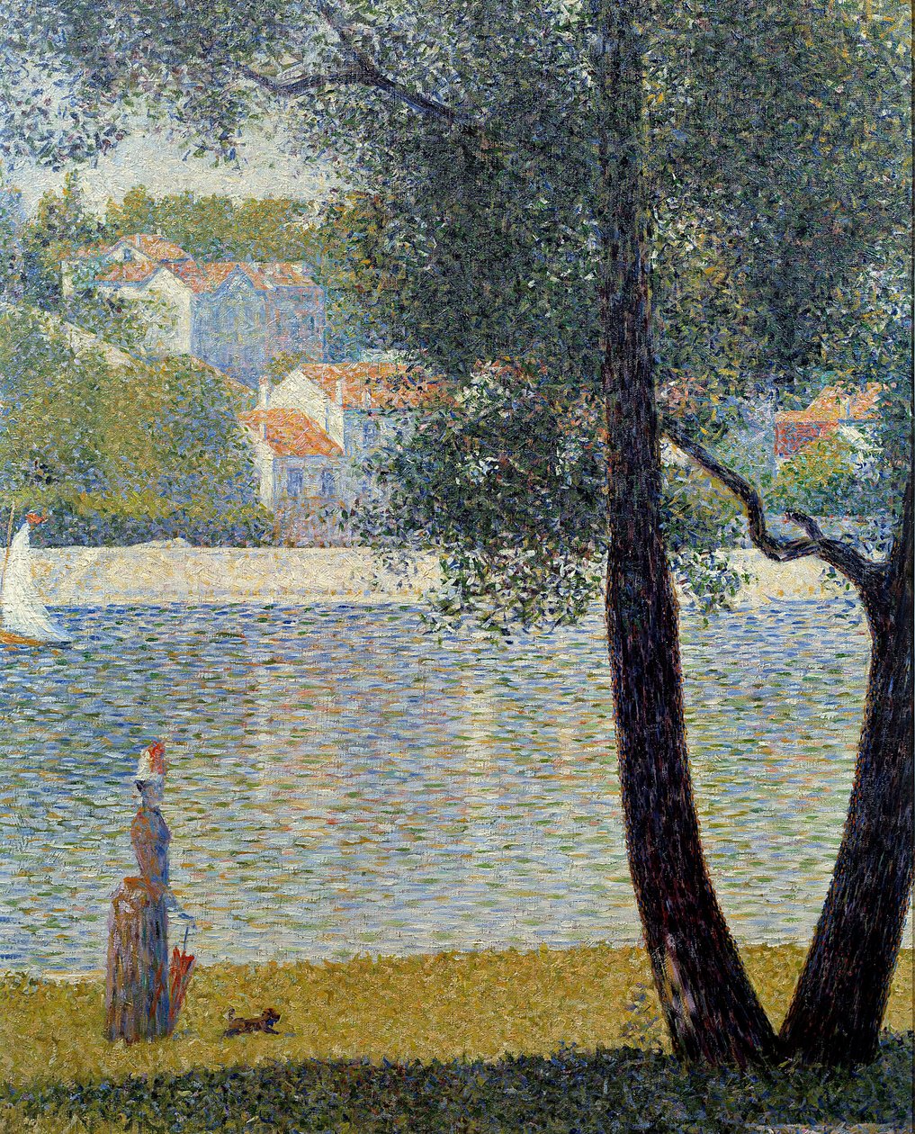La Seine a Courbevoie لوحة لجورج سورات (1859-1891) مجموعة خاصة 1885 - نهر السين في كوربفوا. لوحة جورج سورات (1859-1891) بواسطة جورج بيير سورات