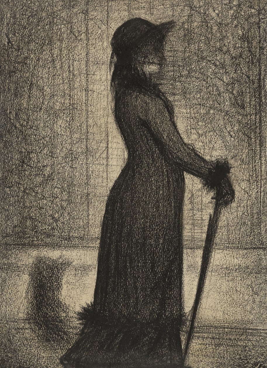 Une Elegante ، امرأة تمشي ، c.1884 (حكاية قلم رصاص على ورق michalett) بواسطة جورج بيير سورات