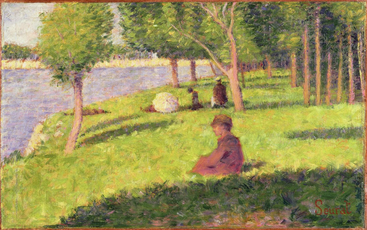شخصيات جالسة ، دراسة بعد ظهر الأحد في جزيرة La Grande Jatte ، 1884-85 (زيت على لوح خشبي) بواسطة جورج سورات