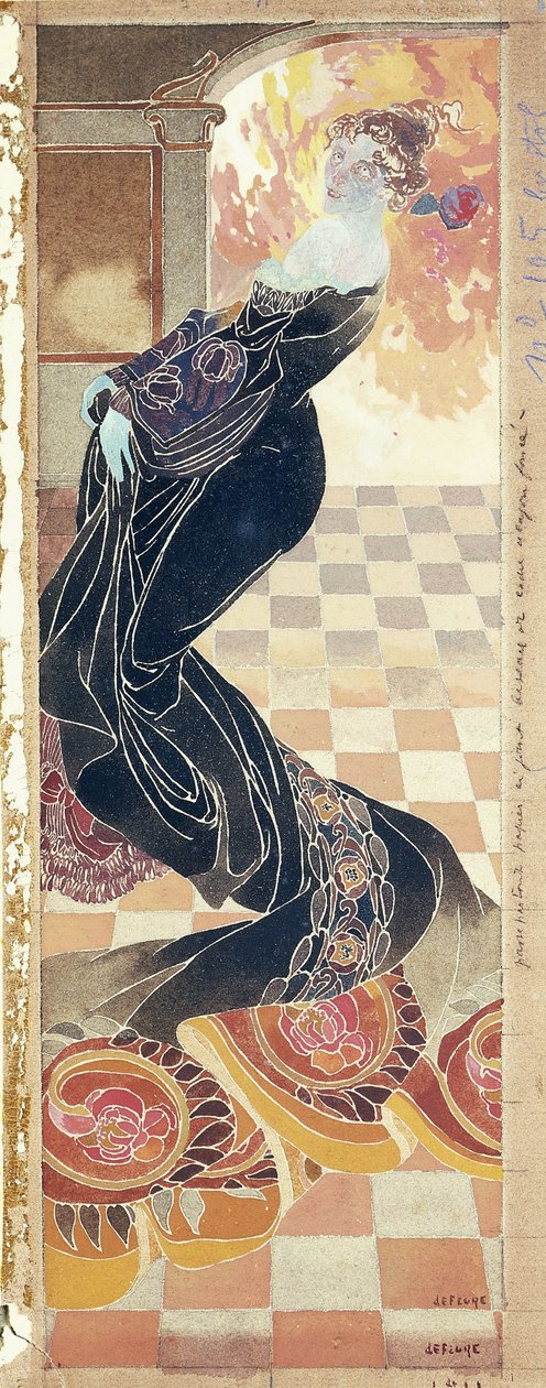 سيدة بالثوب الأسود ، حوالي 1900 (غواش على ورق) بواسطة جورج دي فيور