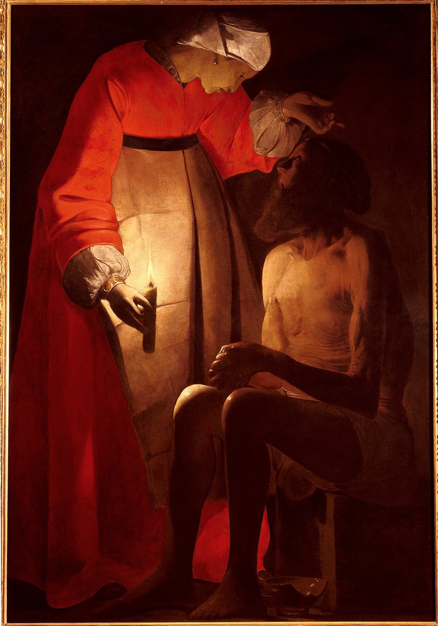أيوب غاضب من زوجته. لوحة لجورج دو لا تور (1593-1652) بواسطة جورج دي لا تور