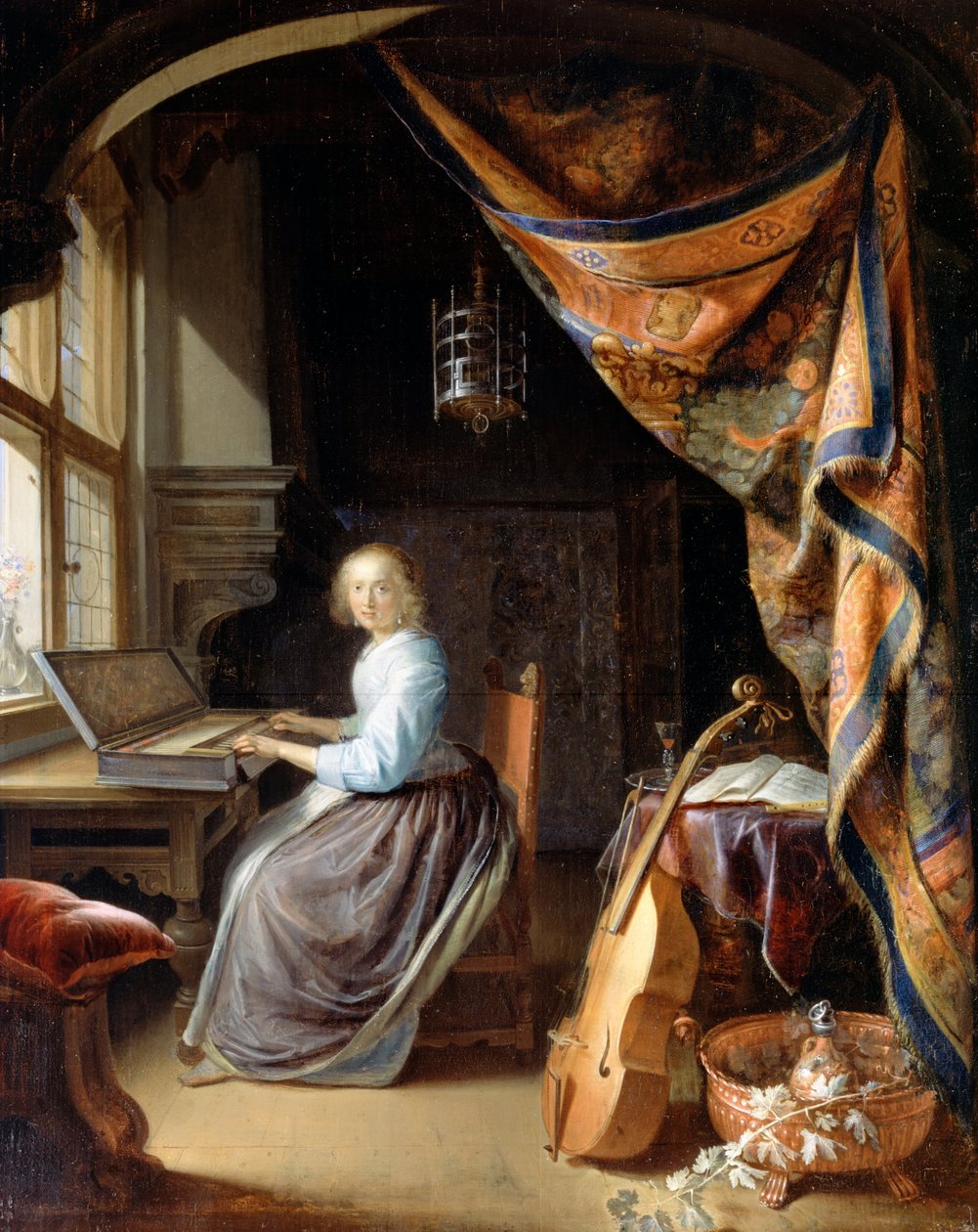امرأة تلعب Clavichord بواسطة جيريت دو