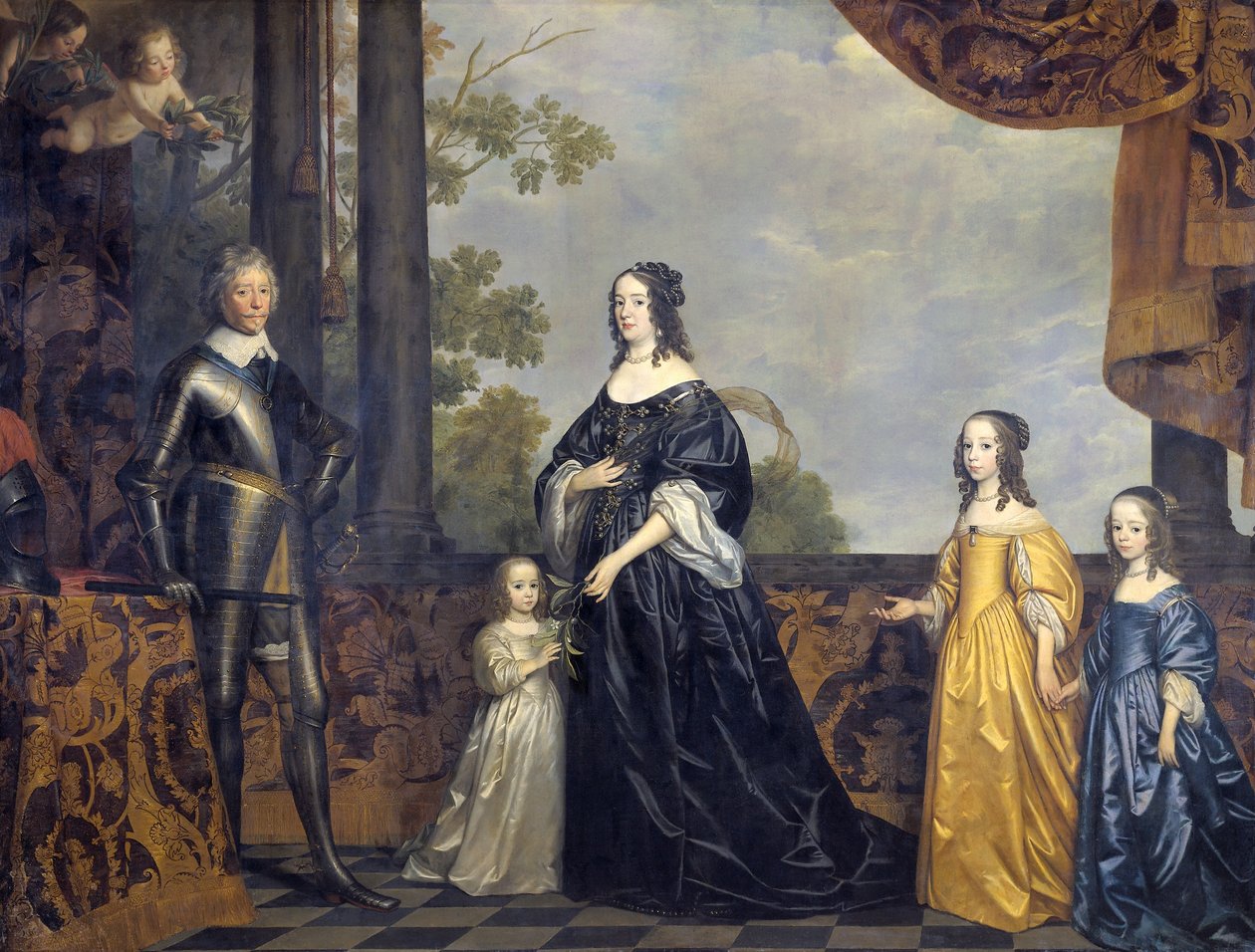 بورتريت جماعي لفريدريك هنري ، أمير أورانج (1584-1647) ، أماليا أوف سولمز-براونفيلز (1602-1675) وأبنتهم الثلاثة الأصغر بواسطة جيريت فان هونثورست