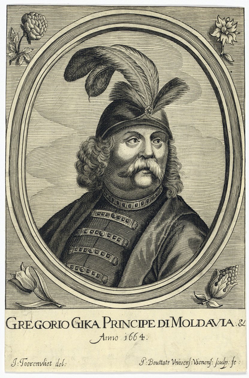 Grigore I Ghica (Ghika) (1628-1675) ، أمير Wallachia par Bouttats ، جيرارد (حوالي 1630 - بعد 1668). نقش على النحاس ، 1664 ، مجموعة خاصة بواسطة جيرارد بوتاتس