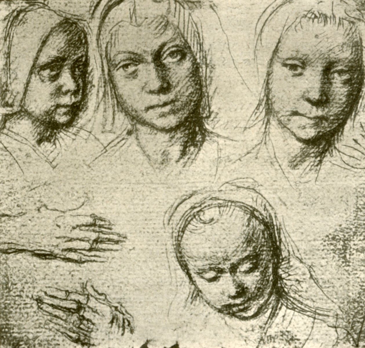 أربعة رؤوس لفتاة ويدين ، c1500-1505 ، 1908. بواسطة جيرارد ديفيد