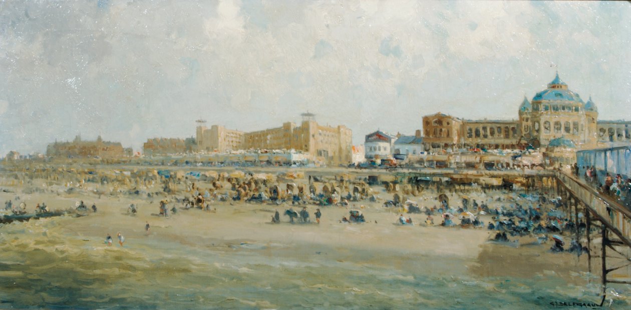 يوم صيفي على شاطئ Scheveningen بجوار Kurhaus (زيت على قماش) بواسطة جيرارد ديلفجاو