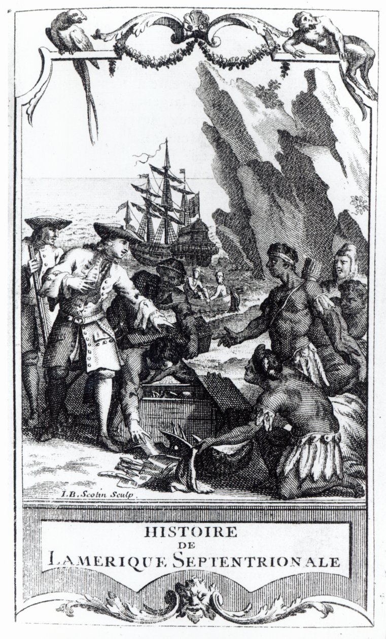 الواجهة الأمامية لـ Histoire de lAmerique septentrionale بواسطة Bacqueville de La Potherie (1663-1736) ، نشر في 1753 (صور من وزن الجسم) بواسطة جيرارد جان بابتيست سكوتين