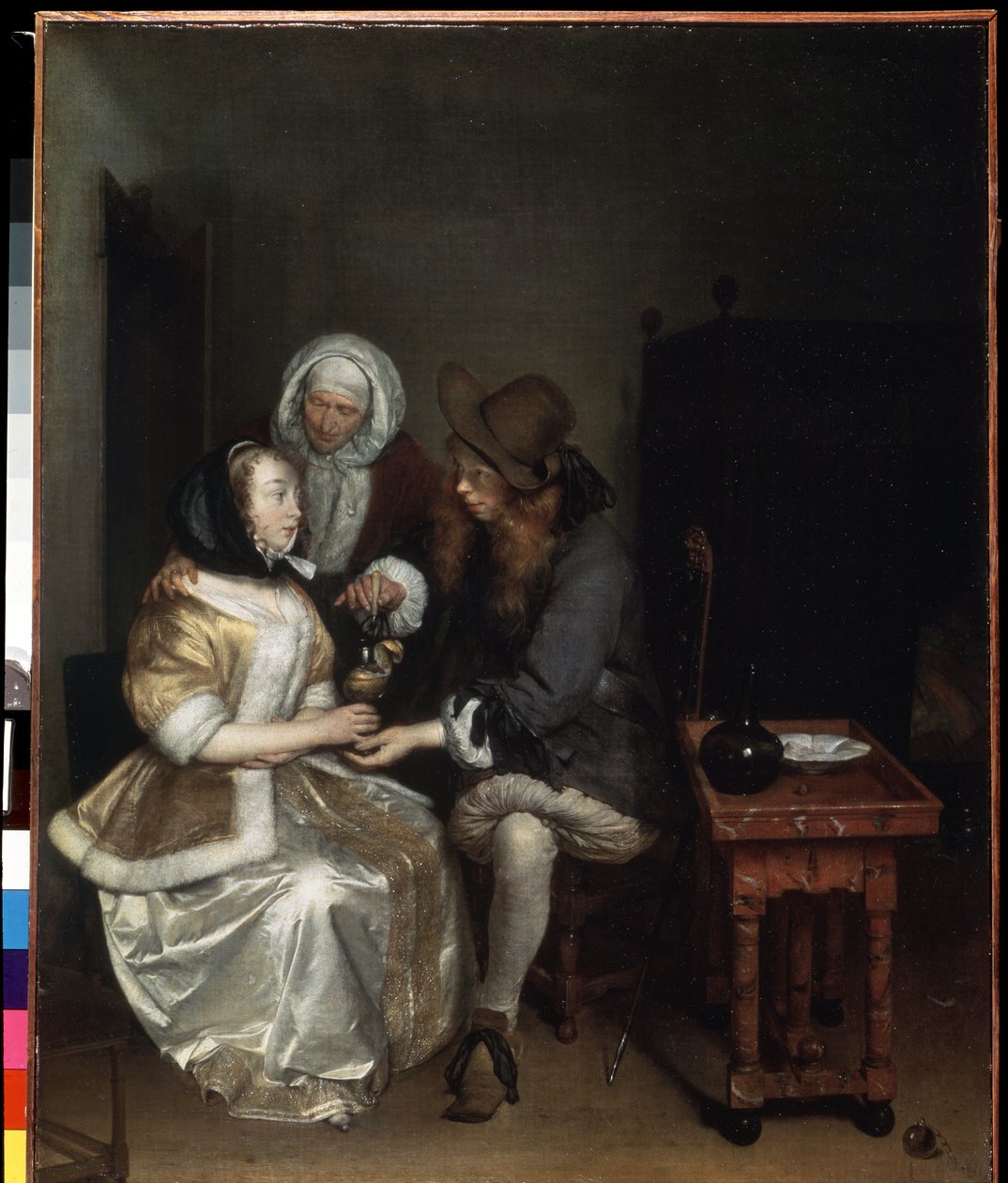 كوب من عصير الليمون. لوحة لجيرارد تير بورش الأصغر (1617-1681). زيت على قماش ، 67 × 54 سم ، حوالي 1660. الفن الهولندي ، فن الباروك. متحف هيرميتاج ، سانت بطرسبرغ. بواسطة جيرارد تربورش