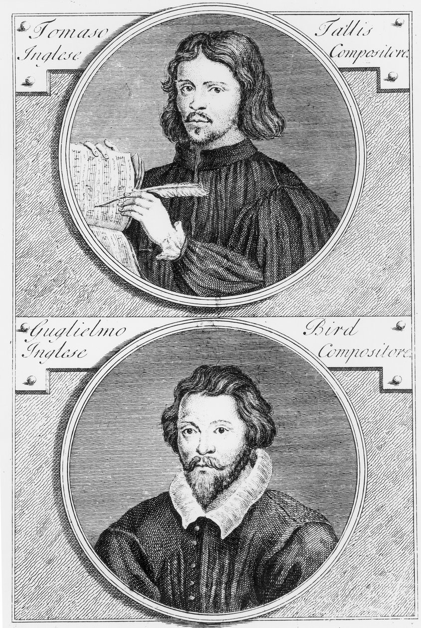 توماس تاليس (c.1505-85) ووليام بيرد (1543-1623) منقوشان بواسطة نيكولو فرانشيسكو هايم (168889-c.1729) بواسطة 